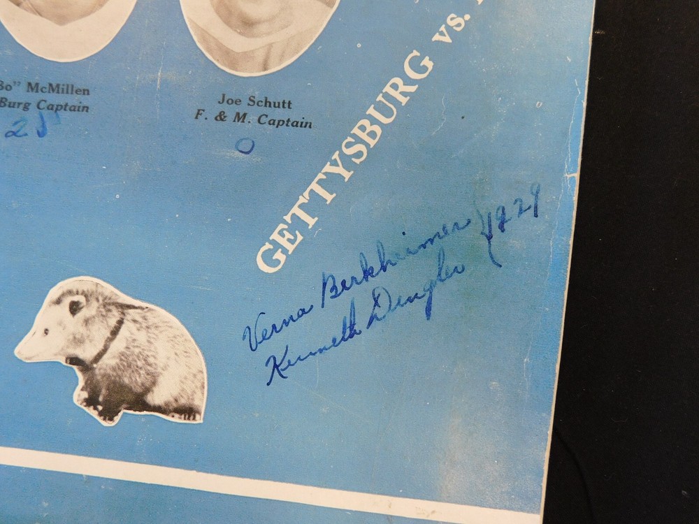 Williamson Gridiron Thanksgiving 1929 Program - Gettysburg Vs F & M