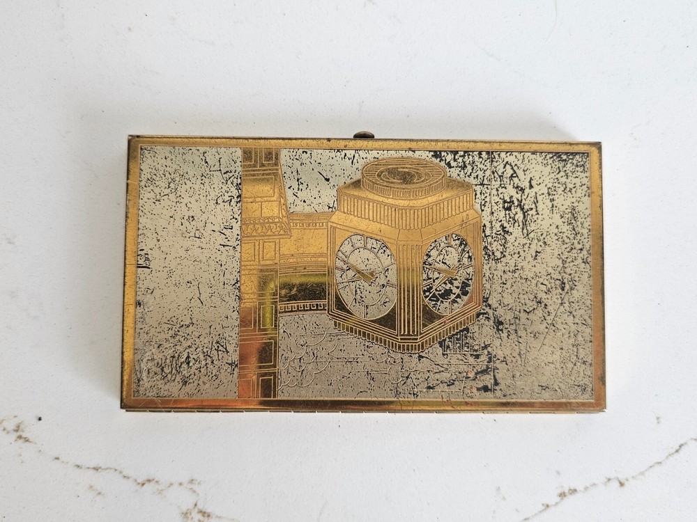 Vintage Wadsworth Solid Brass Cigarette Case Clock