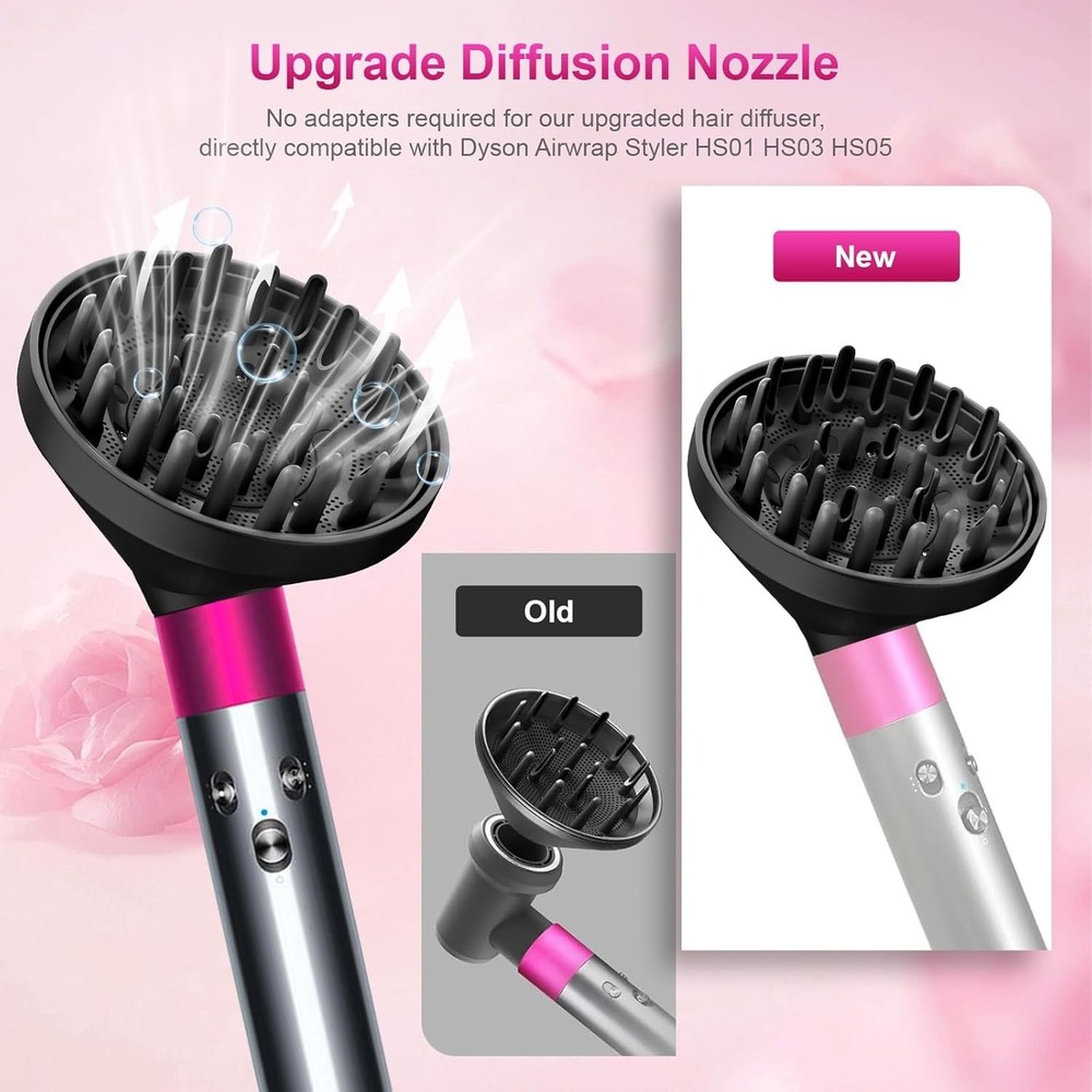 Upgraded Diffuser for Dyson Airwrap Styler, Portable Hair Dryer Diffuser Atta...