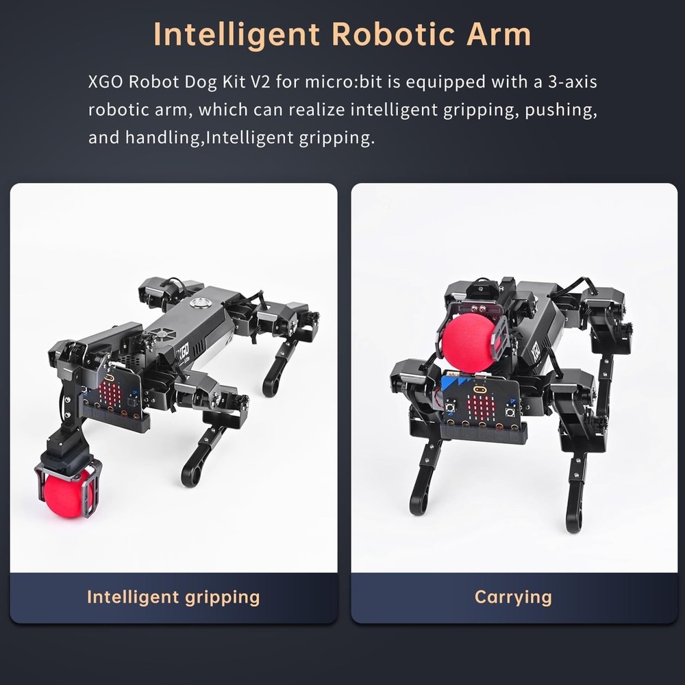 Elecfreaks microbit Robotic Dog Xgo V2, Programmable Full Metal Bionic Robot Kit