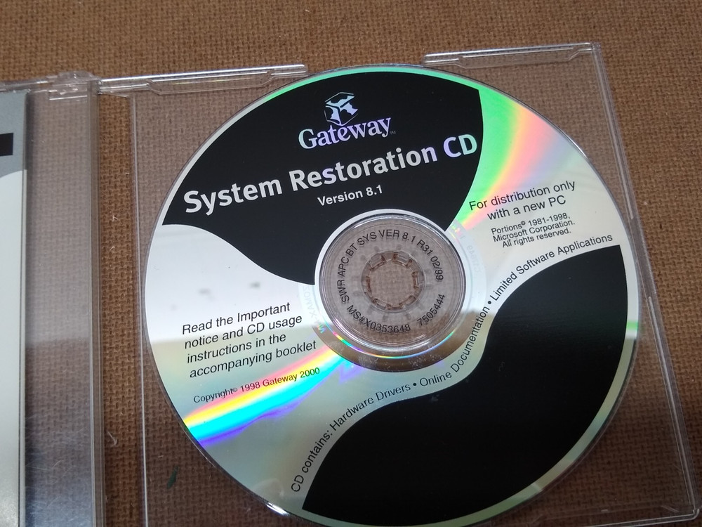 Gateway 2000 System Restoration CD Version 8.1 1998 Windows NT