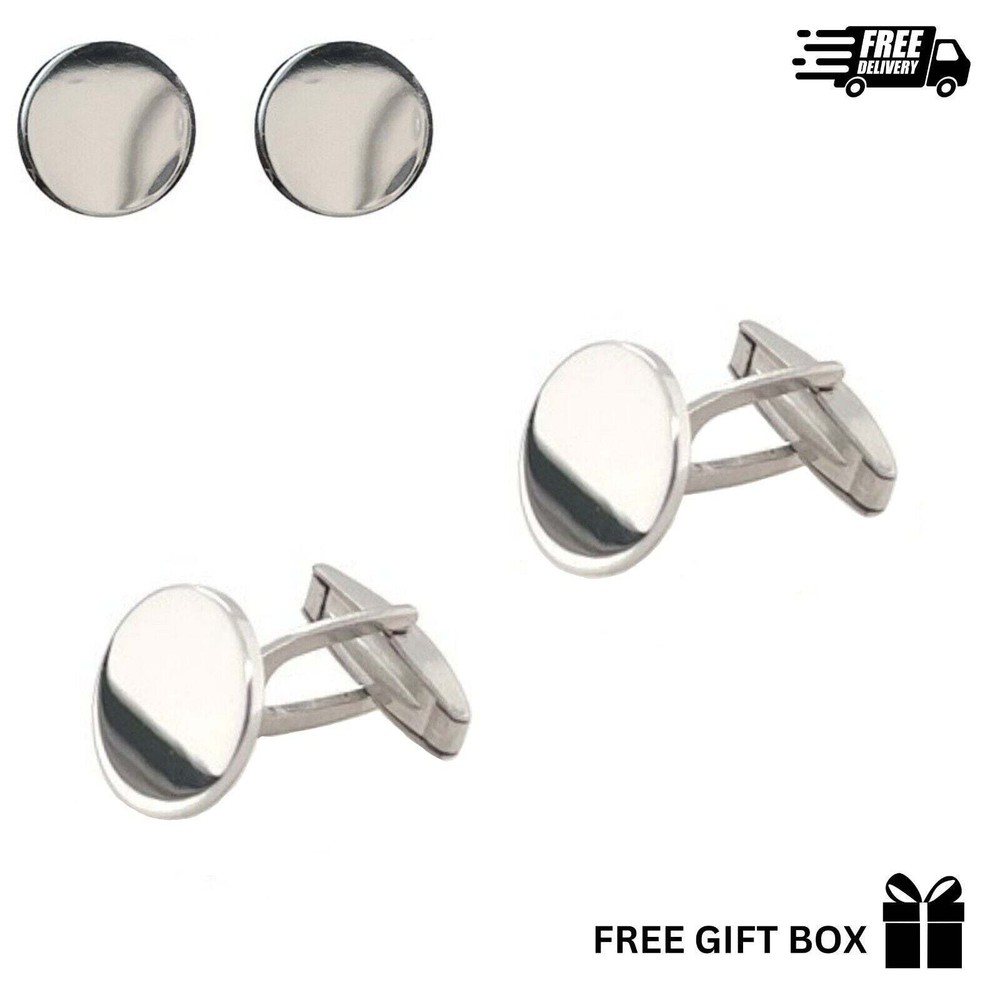 925 Sterling Silver Italy Round Cufflinks