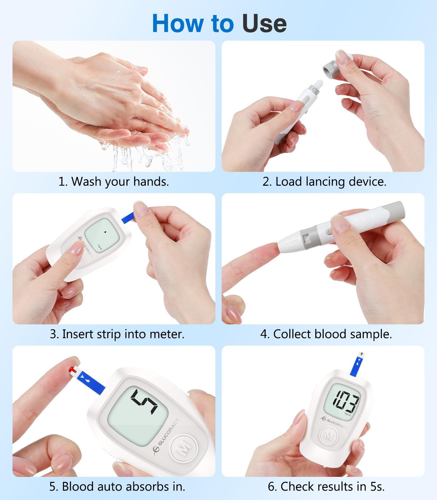 Glucoracy G-425 Glucose Monitor Kit, Blood Sugar with 100 Test Strips