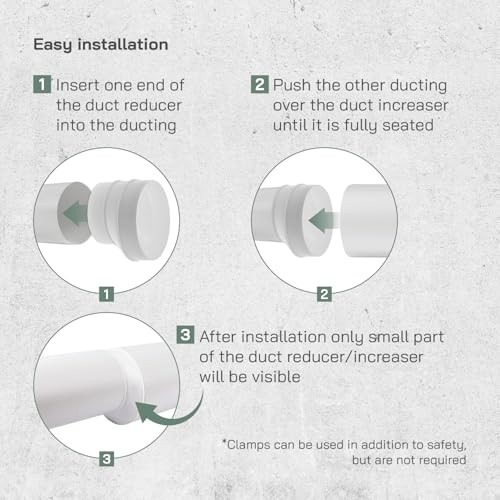 6" Inch to 5" Inch Duct Reducer Adapter – Round Plastic HVAC Pipe Connector