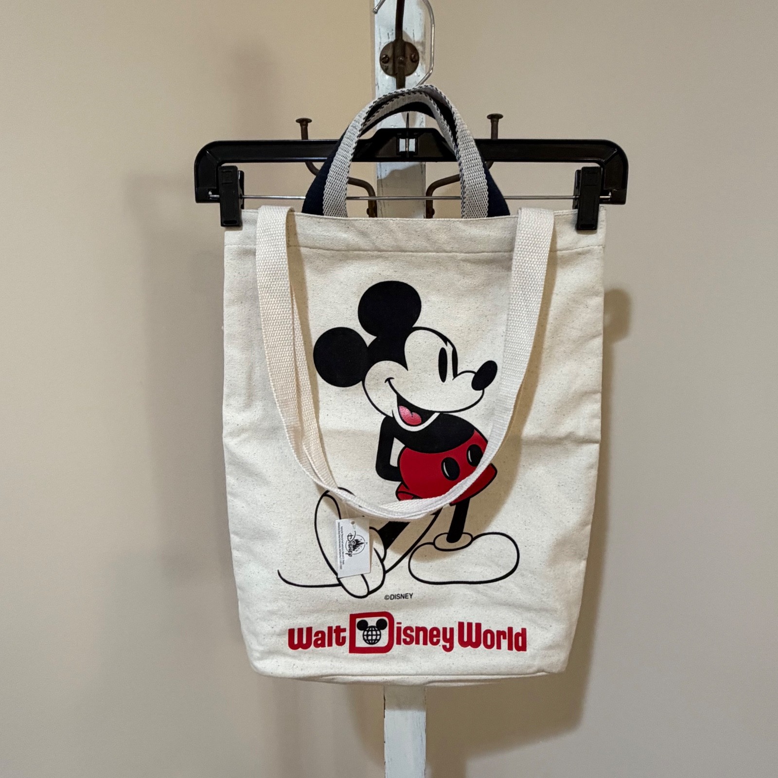 NEW DISNEY WORLD CLASSIC MICKEY MOUSE CANVAS TOTE BAG WITH HAND/SHOULDER STRAPS