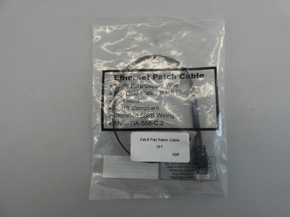 1FT Ethernet CAT.6 Booted Flat Patch Cable 550MHz - NEW Surplus!