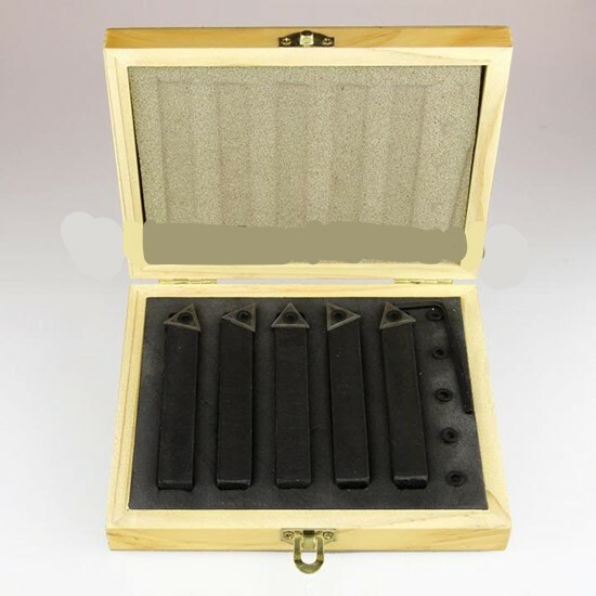 1/2" 5 Pc Indexable Carbide Insert Turning Tool Bit Lathe Set C6 Chipbreaker