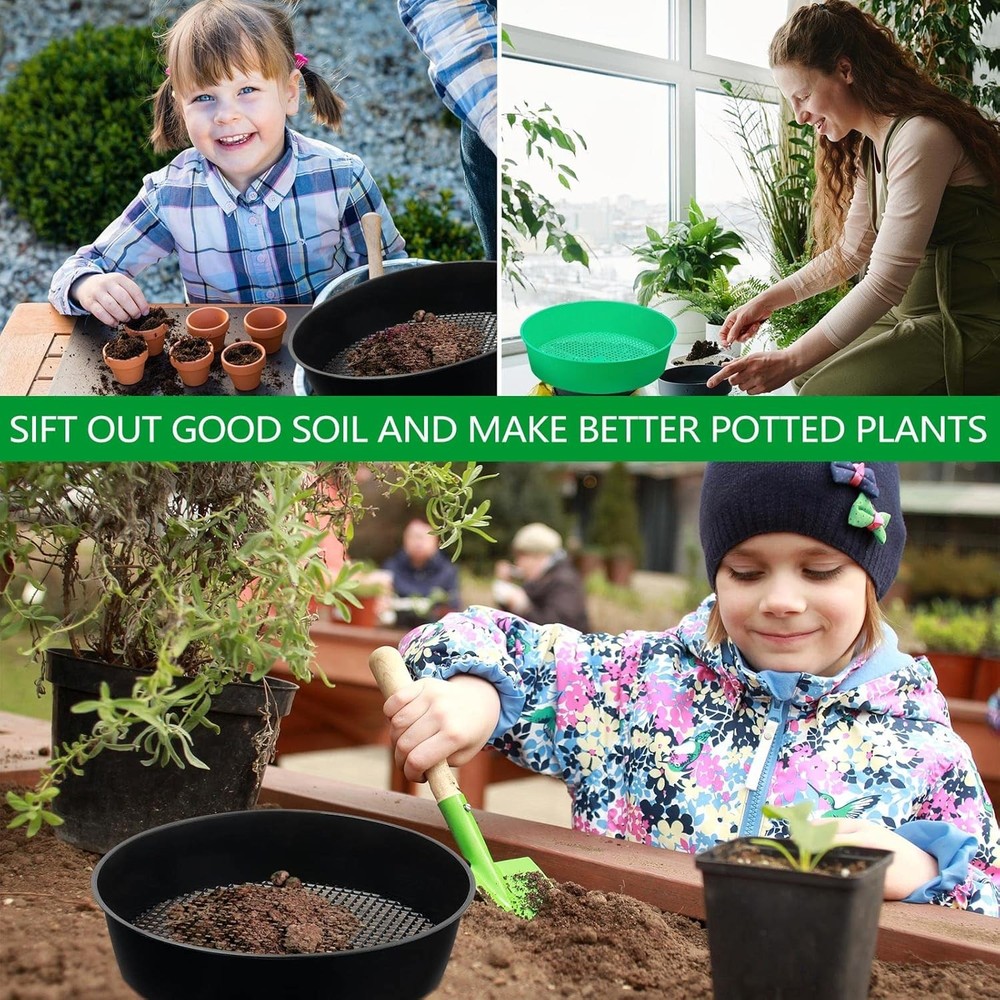 Round Plastic Garden Soil Sifter Set 4 Pack