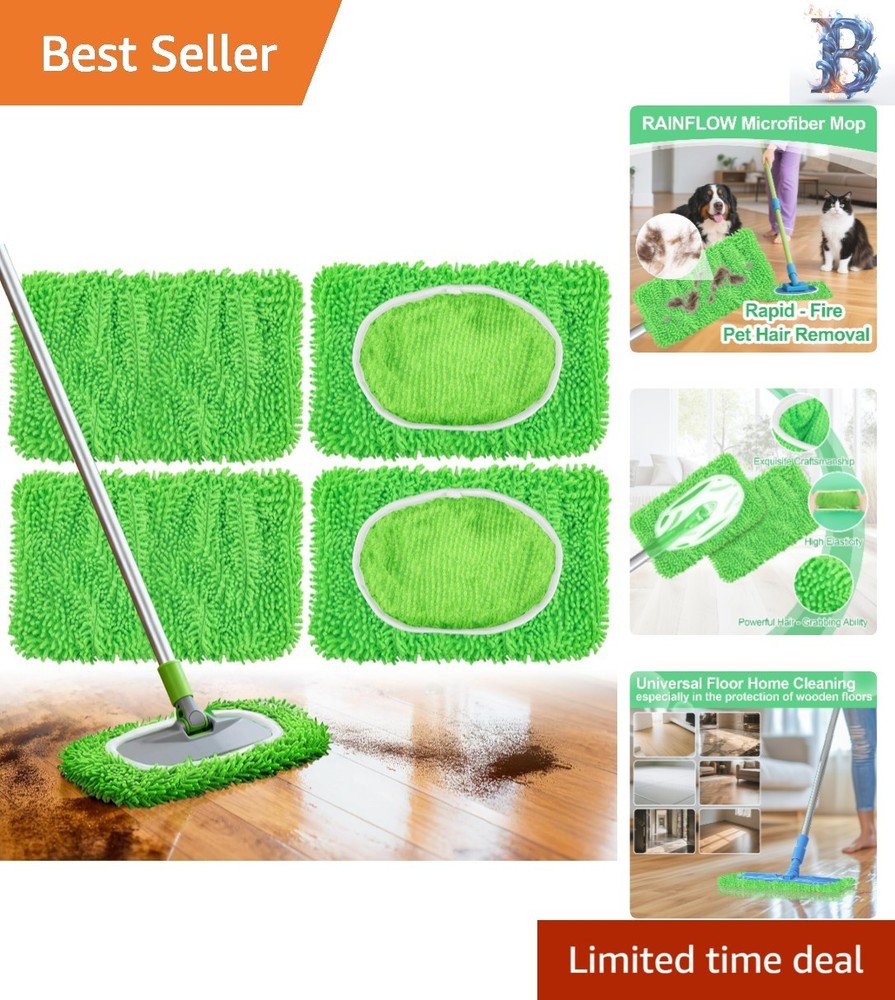 Versatile 4PCS Microfiber Mop Pads for All Flooring Types - High Absorption