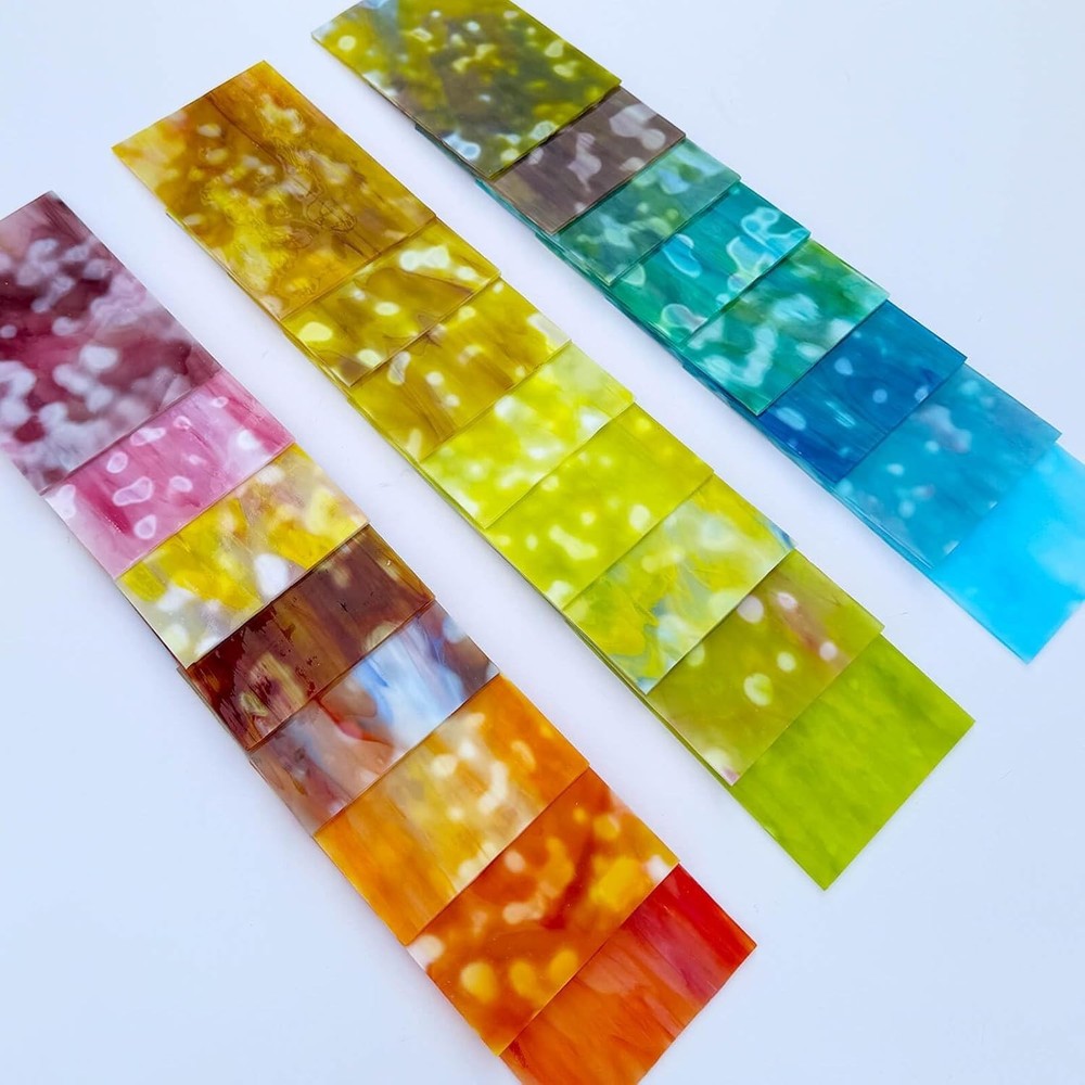 6x4 Inch Mottled Opal Stained Glass - 24 Sheet Value Pack for Creative Projects