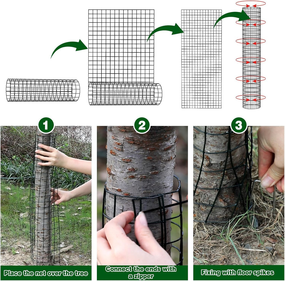 8 Pcs Metal Tree Trunk Protector Guard, 48" Mesh Tree Guards Trunk Protector wit