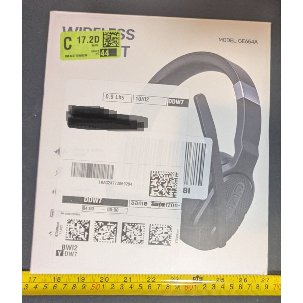 NEW – Wireless Bluetooth Headset Model GE654A – Over-Ear with Microphone – Black