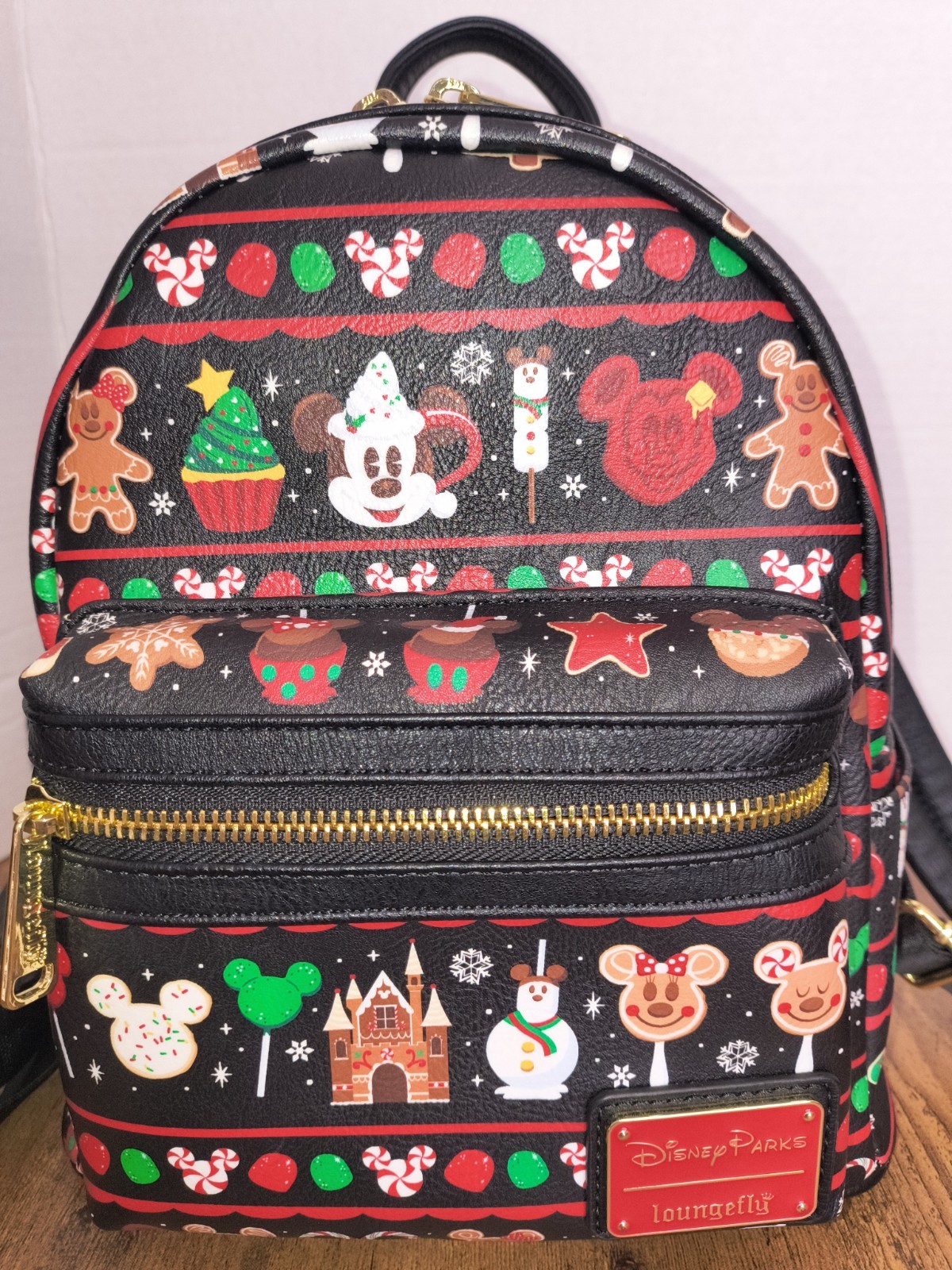 Loungefly Disney Parks Mickey & Minnie Christmas Holiday Snacks Mini Backpack