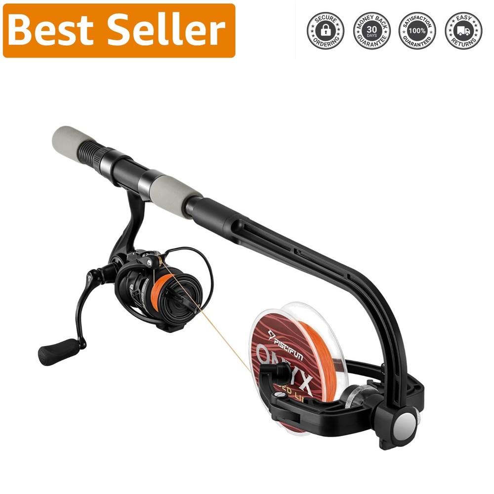 Spooling Station System for Fishing Line - Compact Holder with Adjustable Width