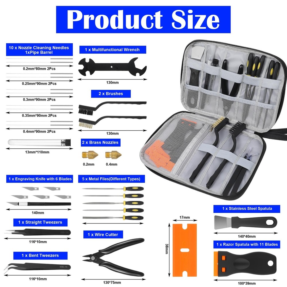 43 Pcs 3D Printer Tools Kit, 3D Printer Accessories Compatible with All FDM/S...