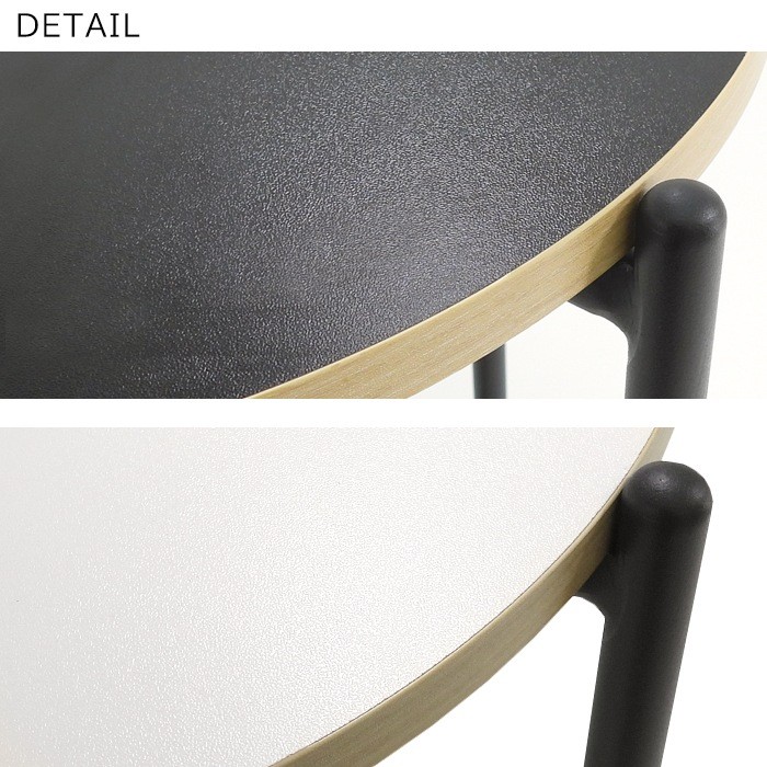 Round Folding Side Table, Reversible Top Black/White, 40cm