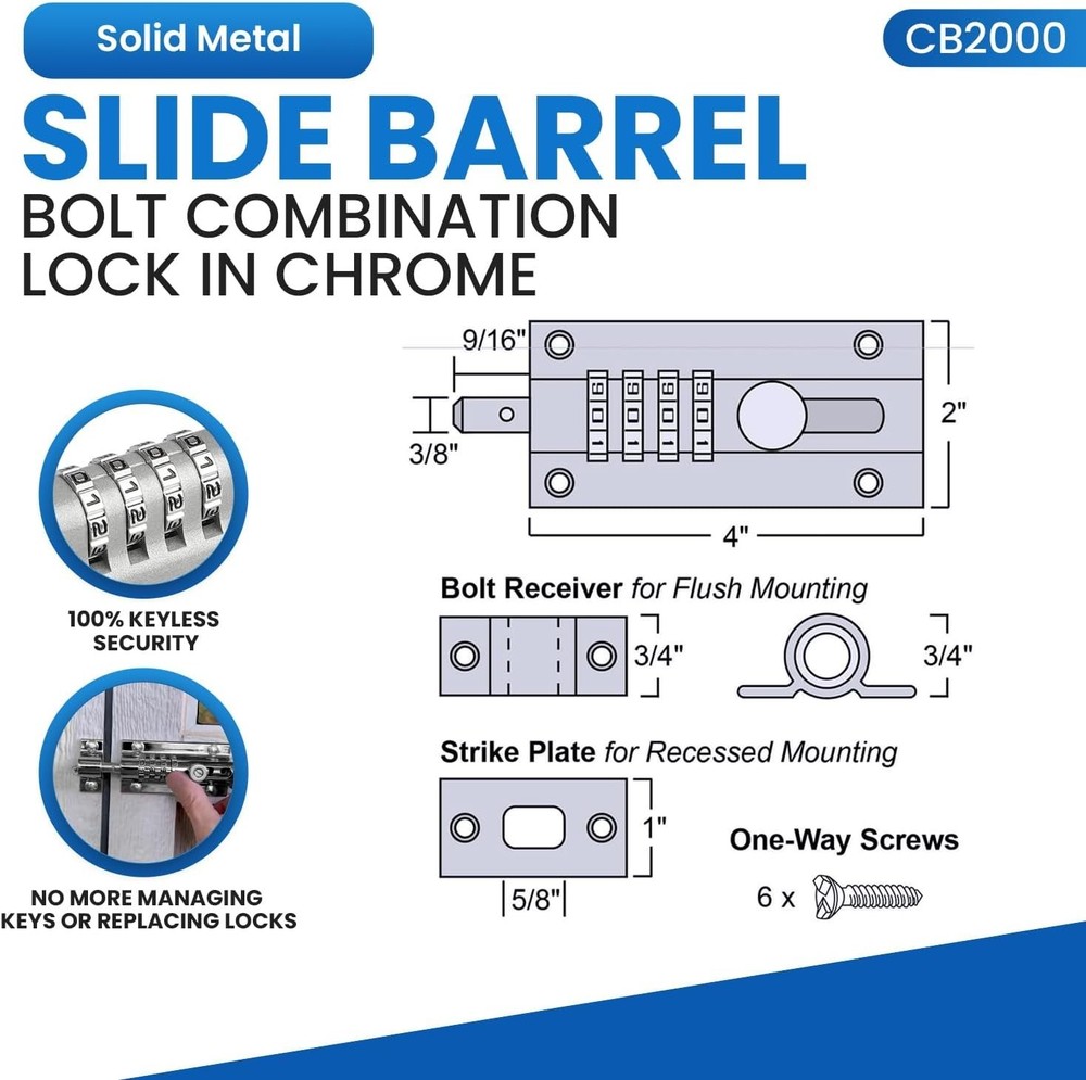 Chrome Finish Combination Latch - Childproofing Solution