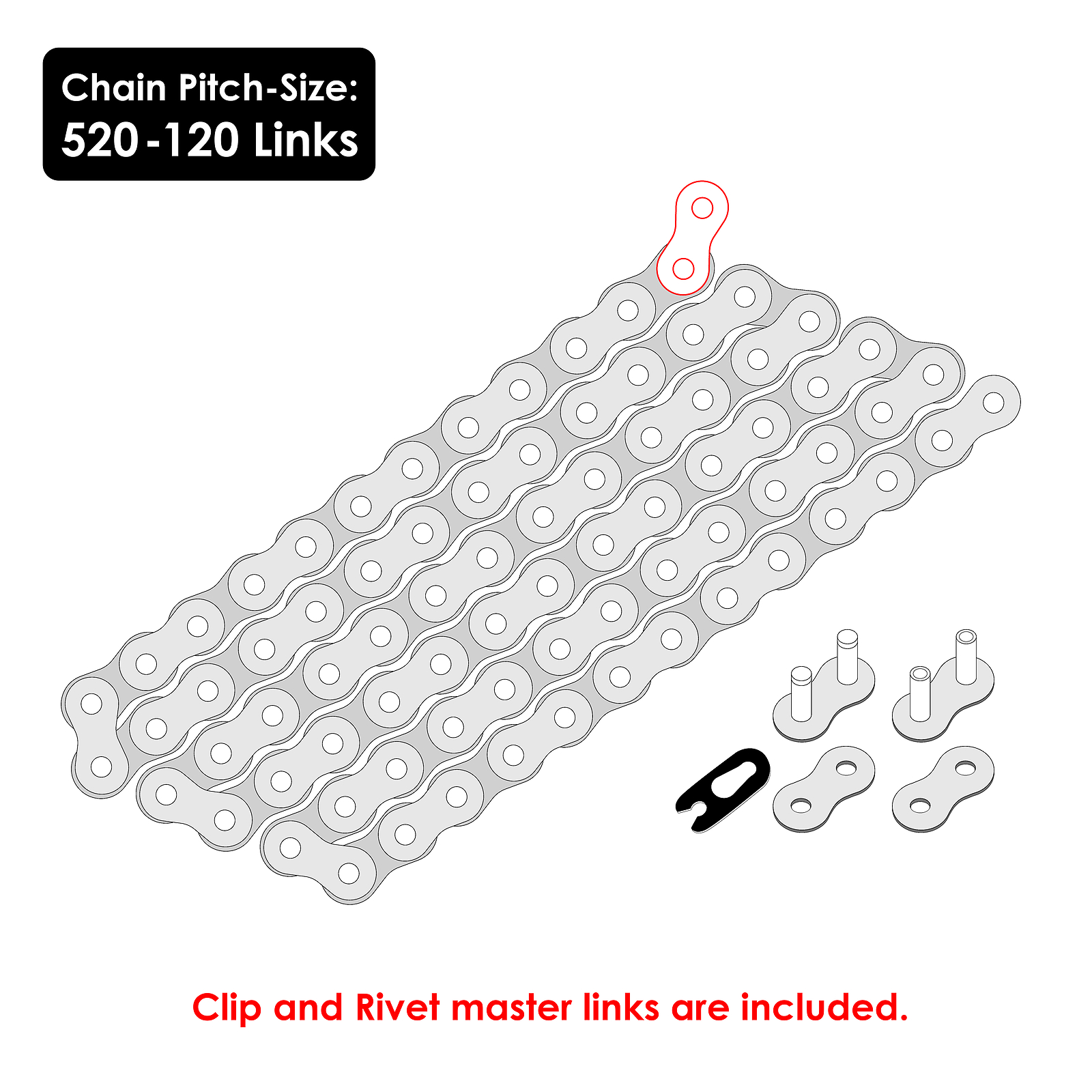 Black Drive Chain for Yamaha Raptor 660R YFM660R 2001-2005