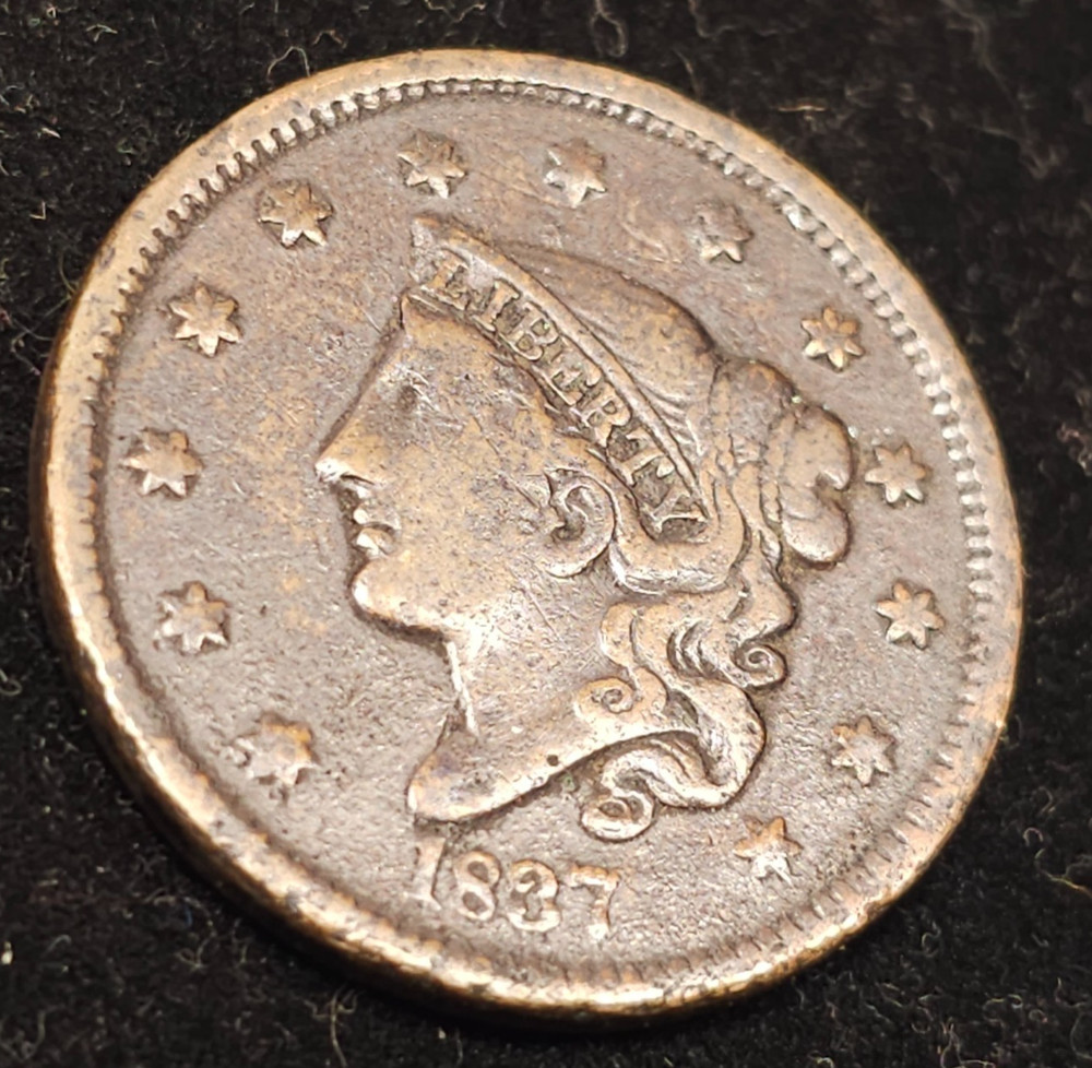 1837 Coronet Head Large Cent- Fine condition