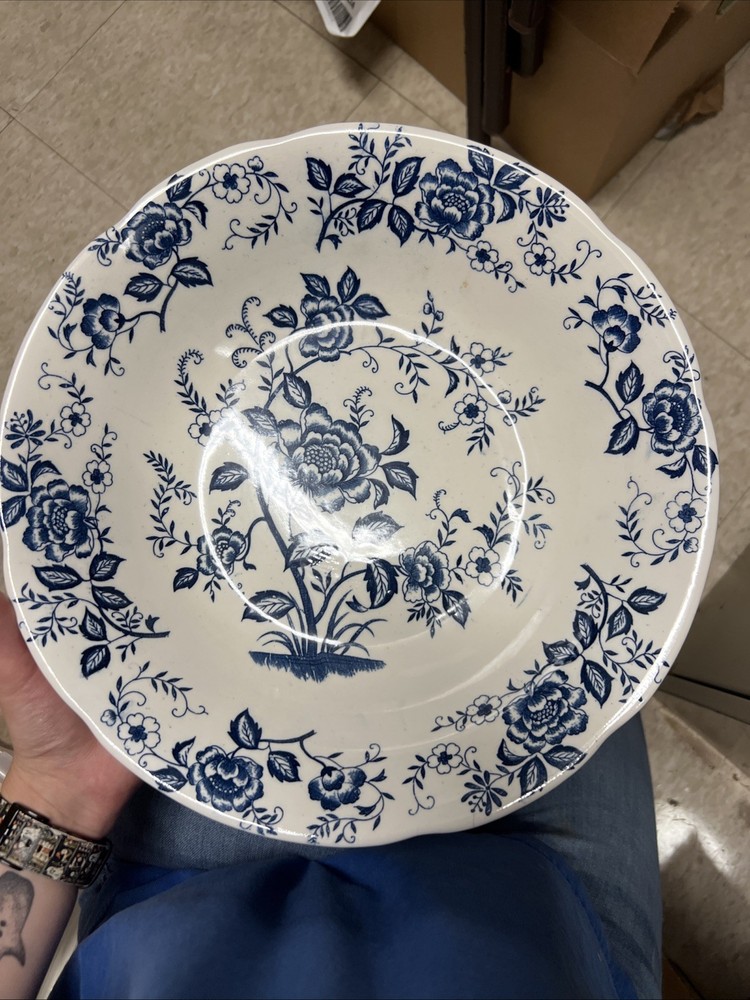 Blue Peony Hand painted Bowl