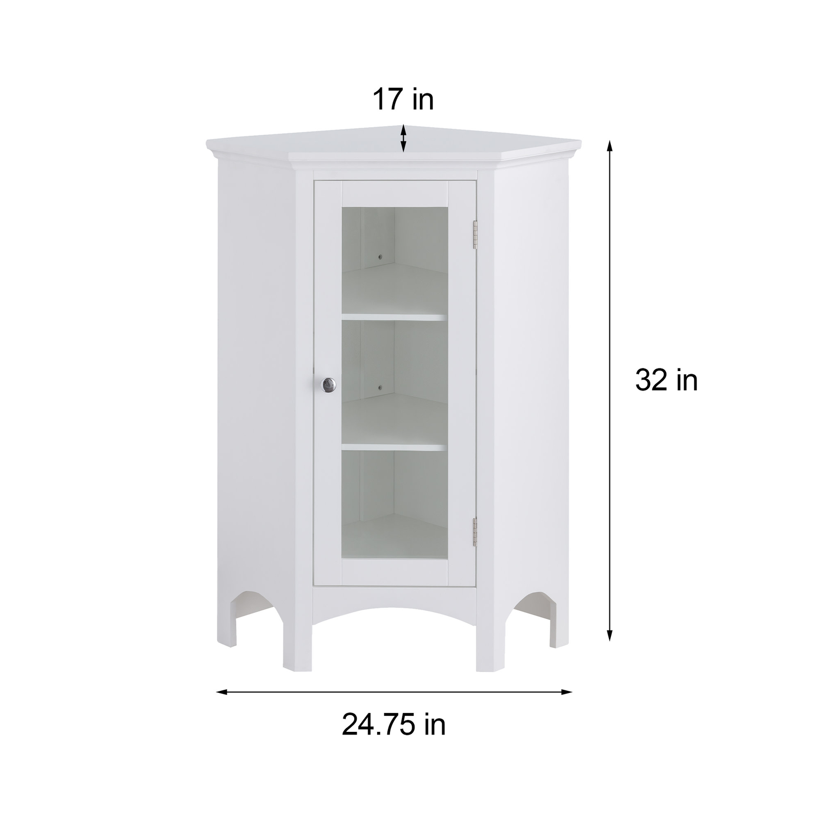 Bathroom Cabinet Corner Floor Storage Unit with Shelves White