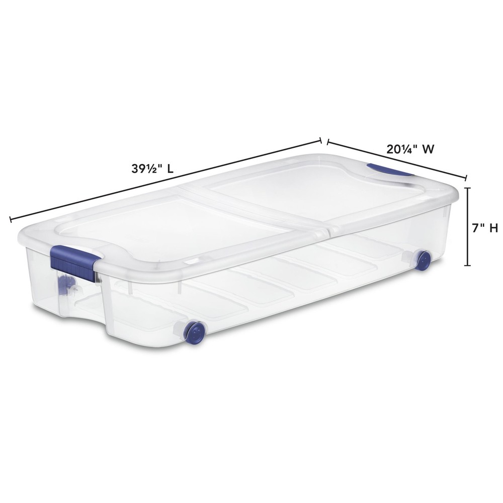 Sterilite Large Storage Bin, 66 Quart Clear Underbed Storage Container