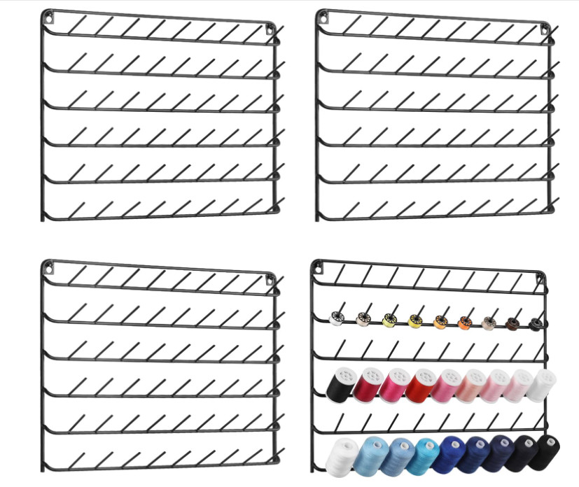 Wall-Mounted Thread Holder for 54 Spools - Metal Organizer (4 Pack)