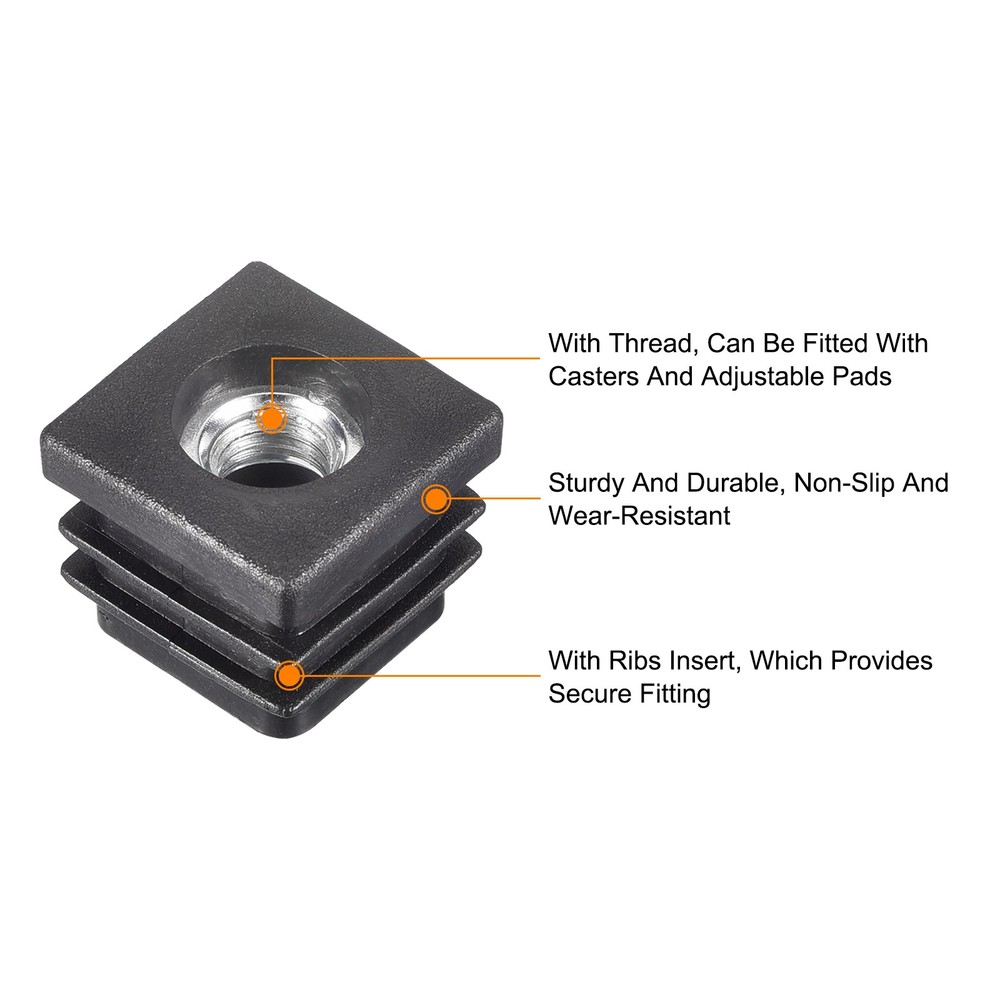 8Pcs 0.79"x0.79" Caster Insert with Thread Square M8 Thread for Furniture