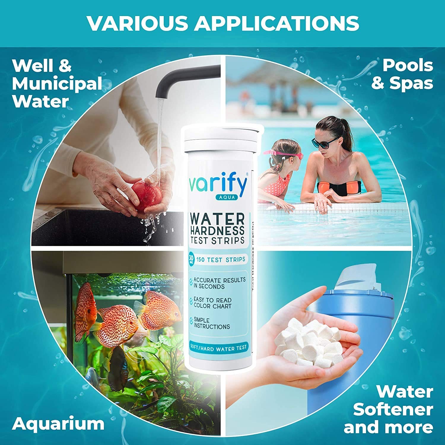 Varify Water Hardness Test Kit - Water Testing Kit for Home, Drinking, Well,