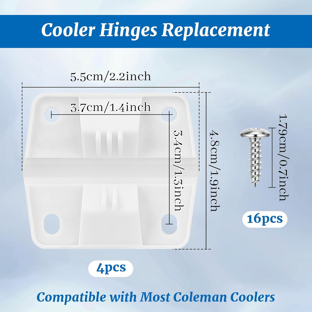 Cooler Hinges Replacement Kit Compatible with Coleman, 4 Pack Plastic Cooler ...