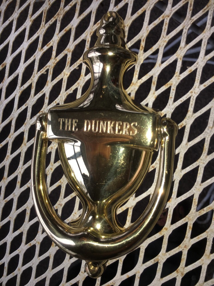 "DUNKERS" Engraved Brass Door Knocker Solid Brass Dunker