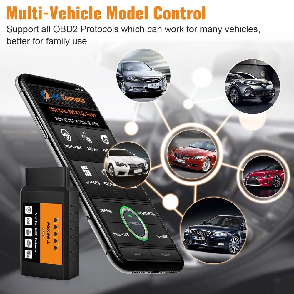 Foxwell FW601 Bluetooth OBD2 Diagnostic Scanner Code Reader Engine Check Fault