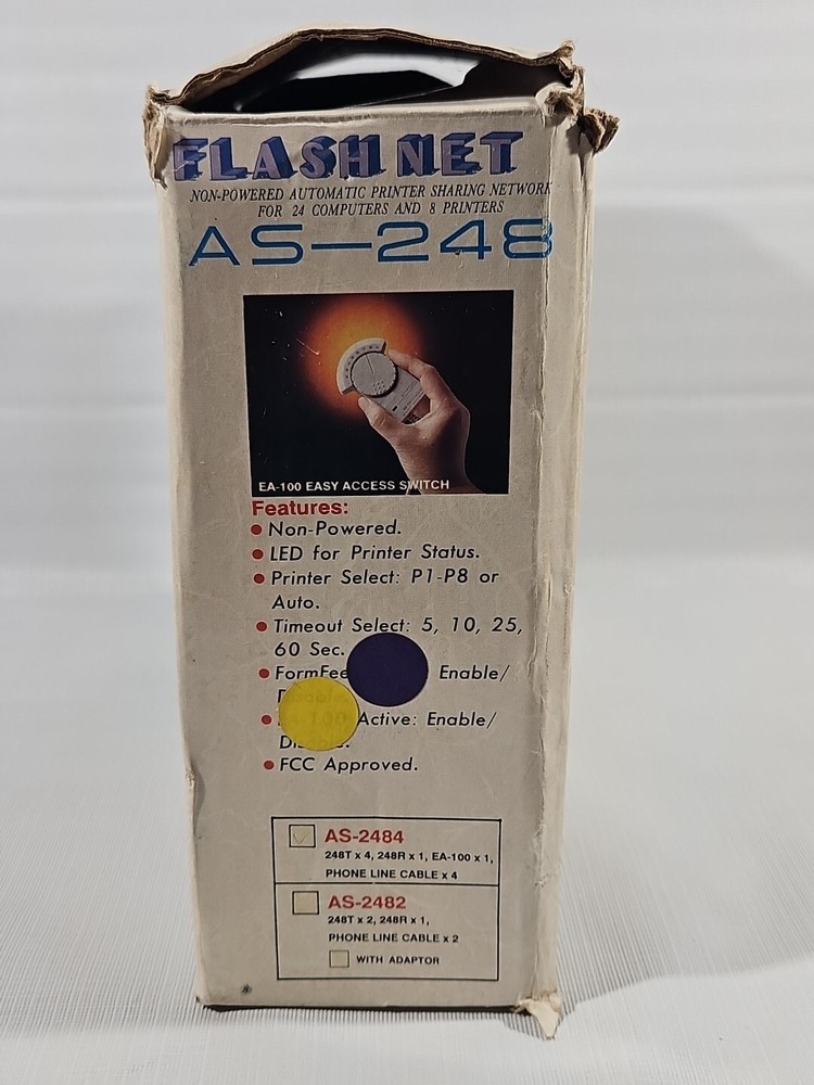 AS-248 FLASH-NET Automatic Printer Sharing Network for 24 Computers 8 Printers