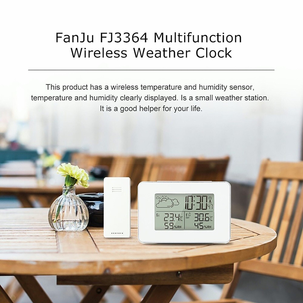 Digital Thermometer Clock LCD Temperature Wireless Transmitter Indoor/Outdoor