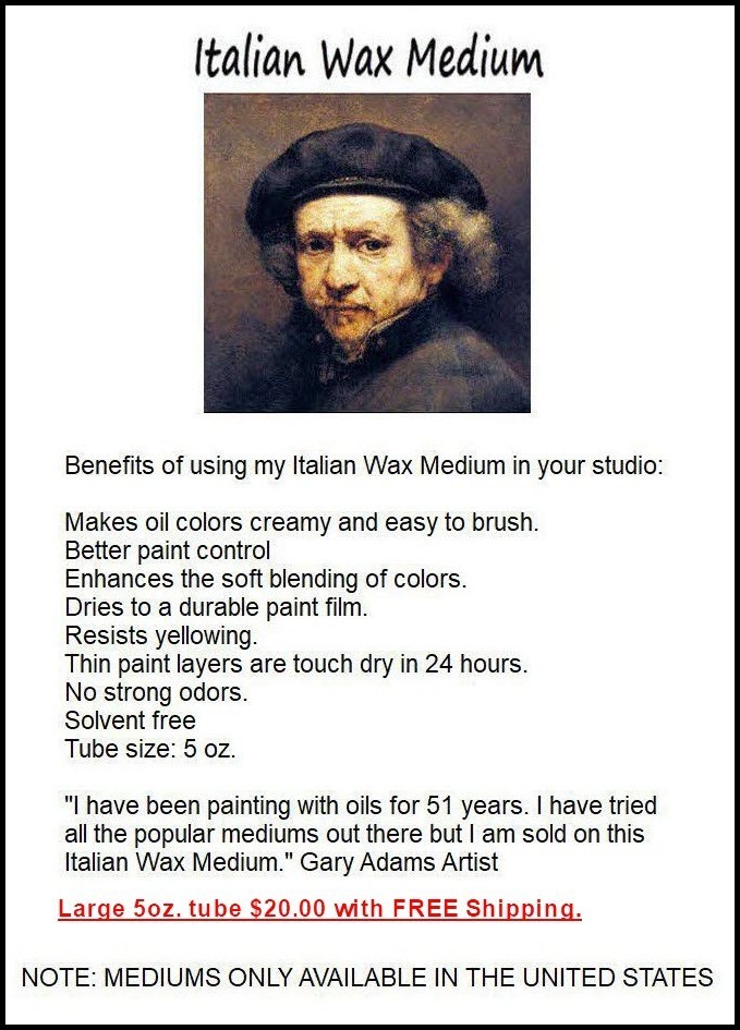 Gary Adams Studio "Italian Wax Medium" for oil painting with FREE shipping!