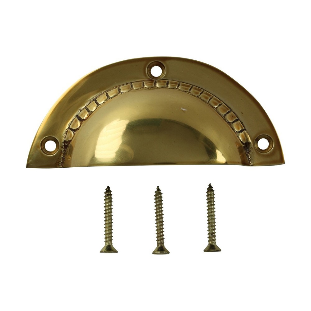 Cabinet Bin Pull Bright Solid Brass Cup Hooded Drawer Pull for Kitchen Cabinets