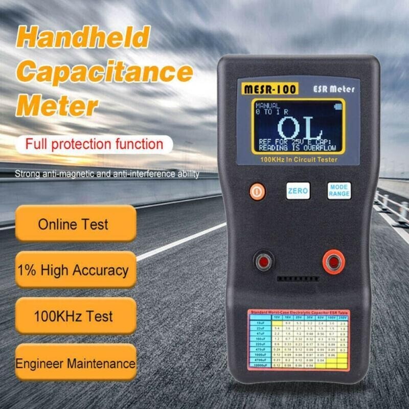 High Precision Capacitance Meter Measuring Resistance Circuit Tester MESR-100