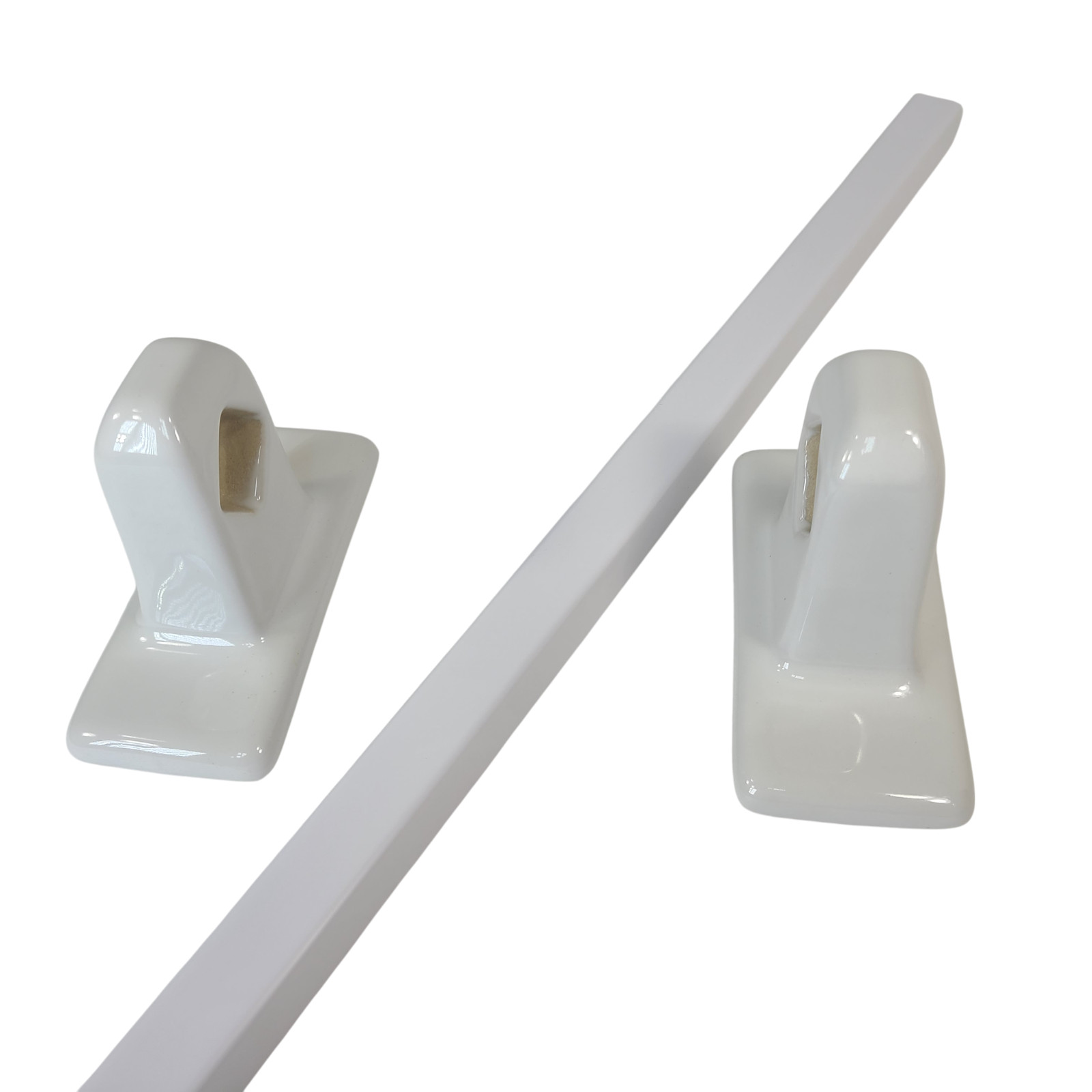 Vintage White Ceramic Tile Towel Rod Rack Post Holder Brackets 24 in Acrylic Bar