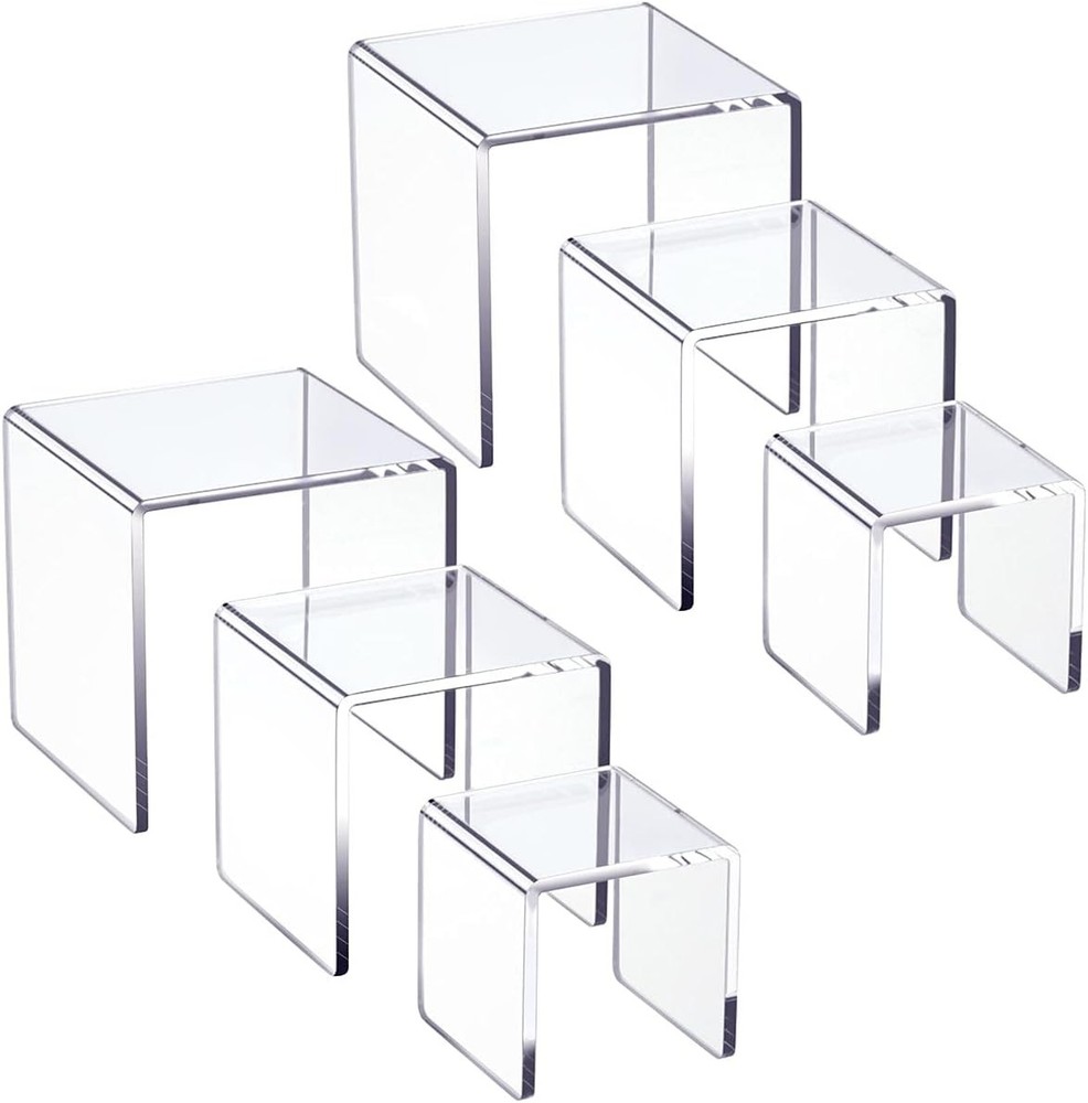 Clear Acrylic Display Risers 2 Sets, 3-Tier Risers Stands Showcase