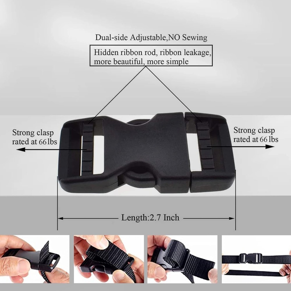 Multi-Functional 1" Quick Release Buckles - Heavy-Duty, No Sewing Required