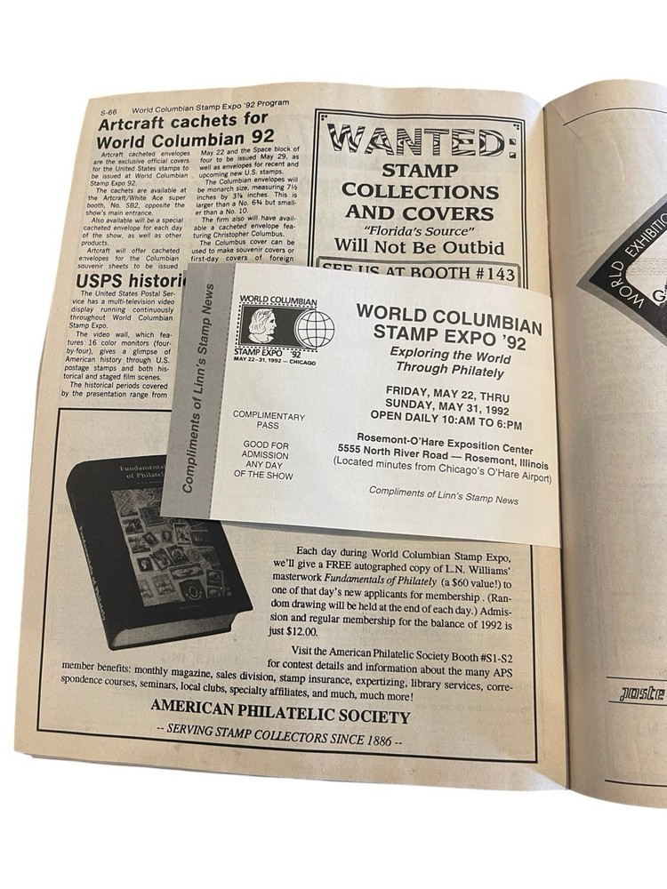 Rare 1992 World Columbian Stamp Expo ‘92 Official Program & Guide Linn’s Edition