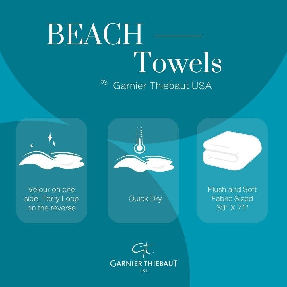 Oversized LUXURY French BEACH TOWEL 39"X71", 100% Cotton, Garnier-Thiebaut NWT