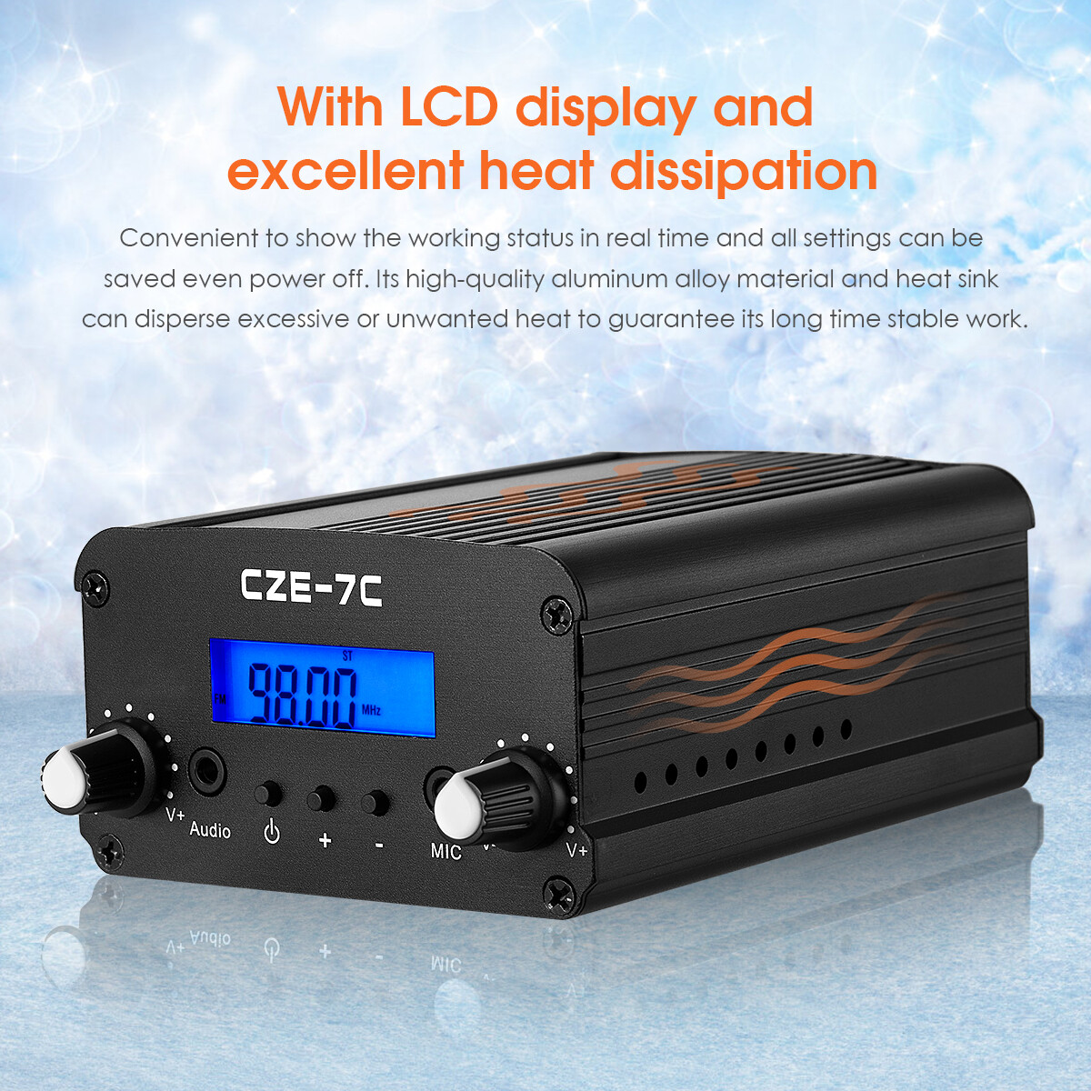 7W Wireless FM Transmitter for Church Long Range Stereo Broadcast Station Radio