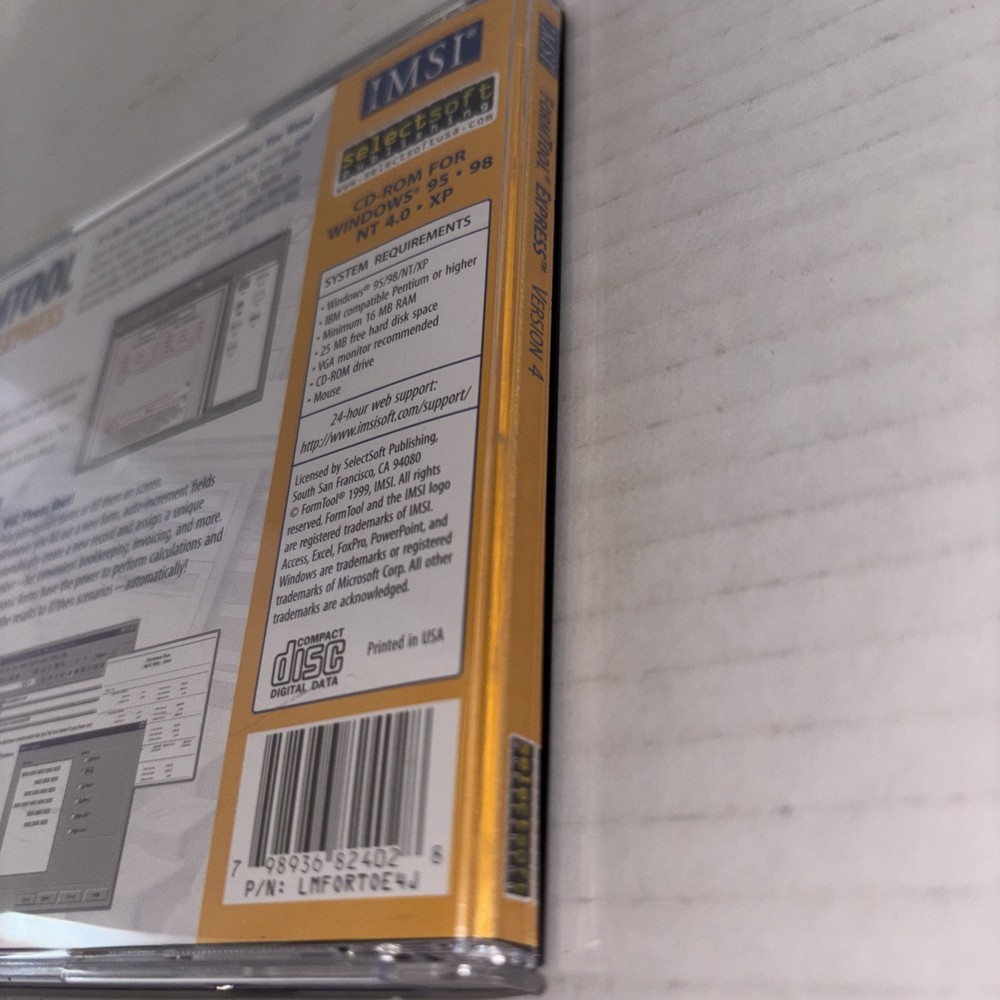 Form Tool Express Version 4 Software CD Rom Windows 95-98-XP Template/Form Build