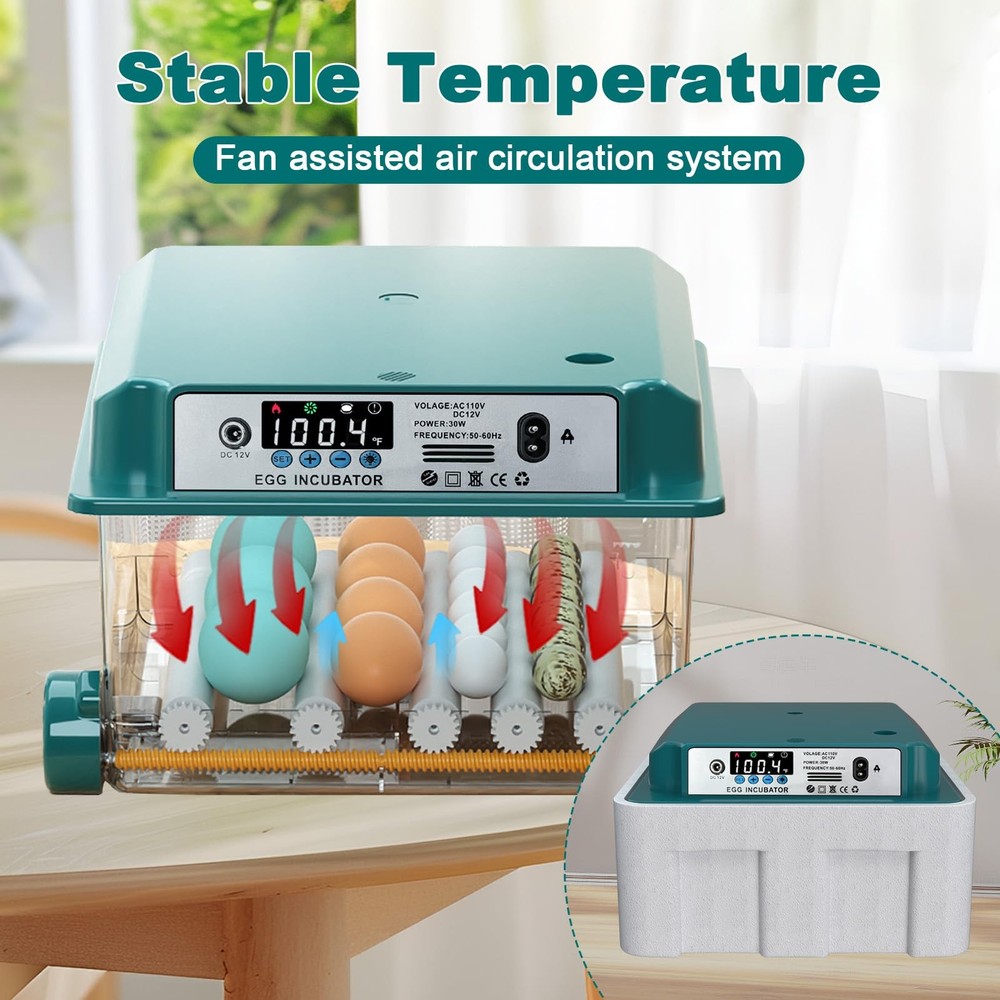 Incubators for Hatching Eggs, 12-16 Eggs Incubator with Automatic Egg Turning an