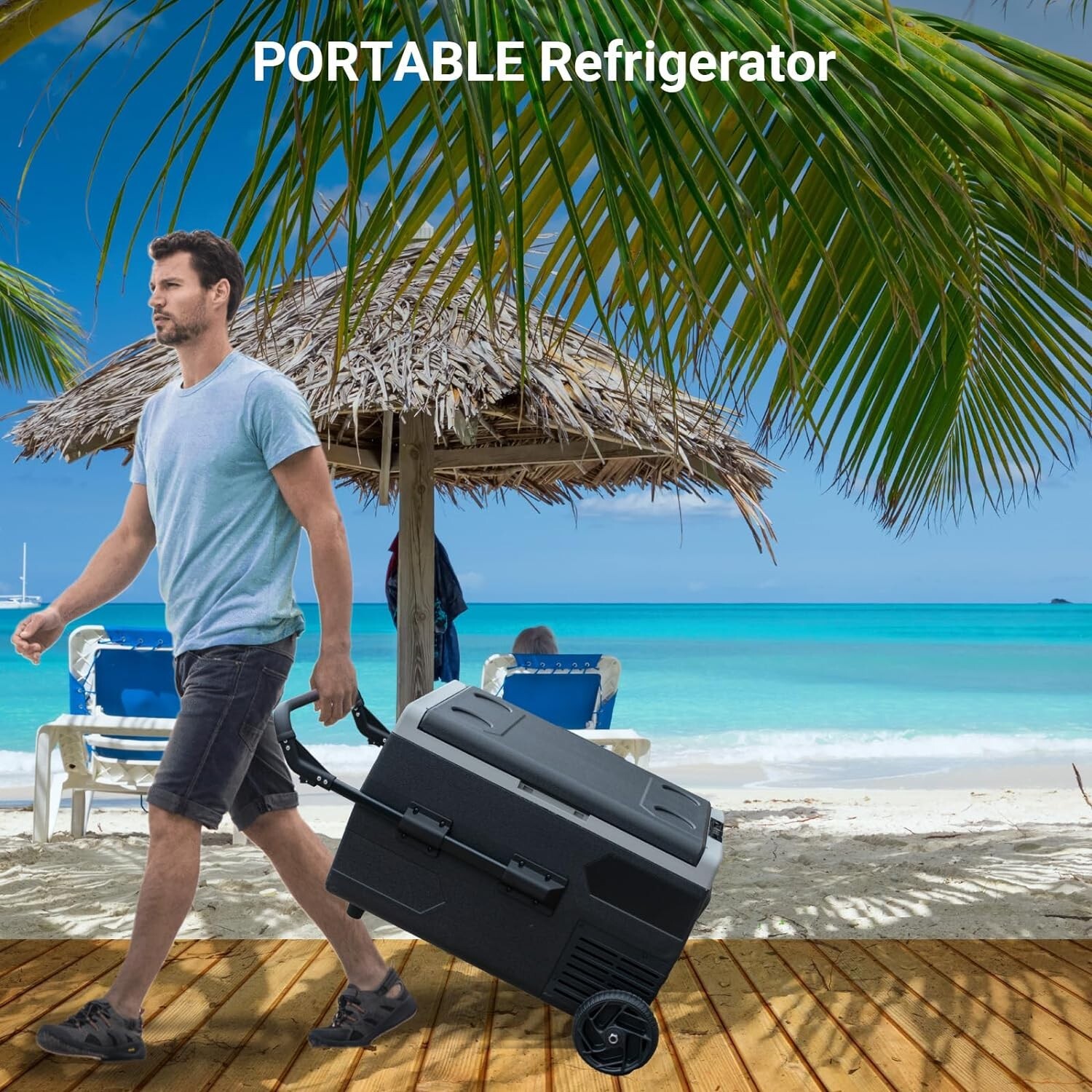 53QT/50L Truck Car RV Fridge/Freezer DC 12V/24V Compressor Camping Refrigerator