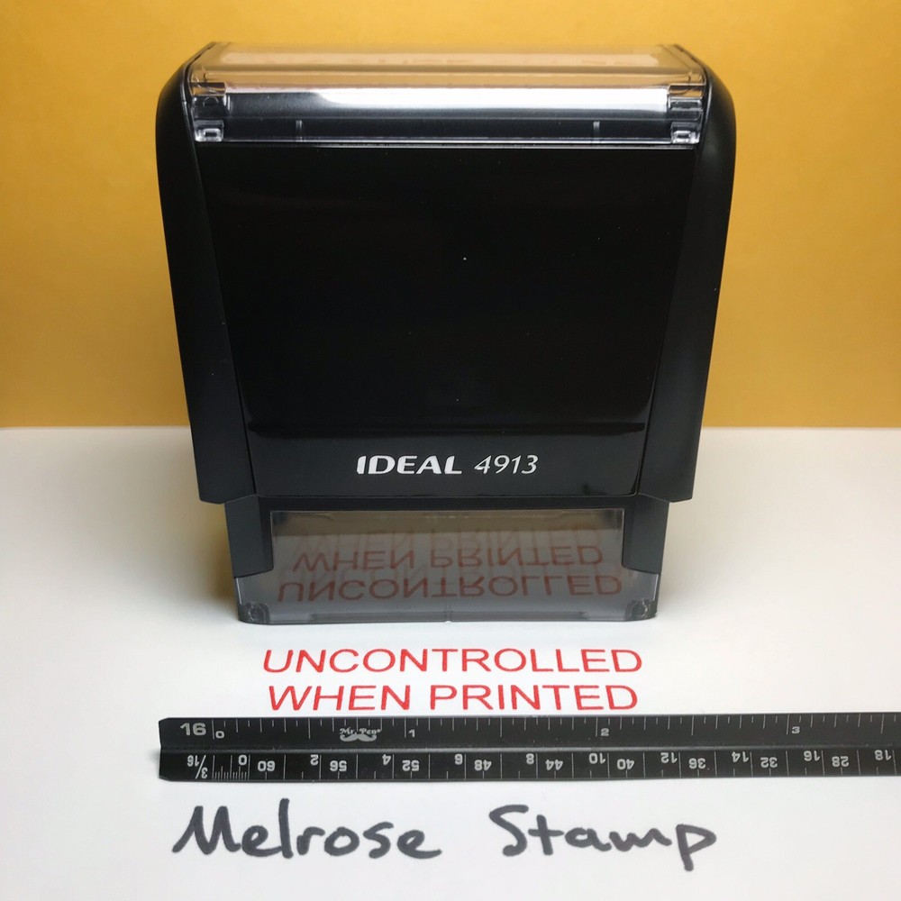 Uncontrolled When Printed Rubber Stamp Red Ink Self Inking Ideal 4913