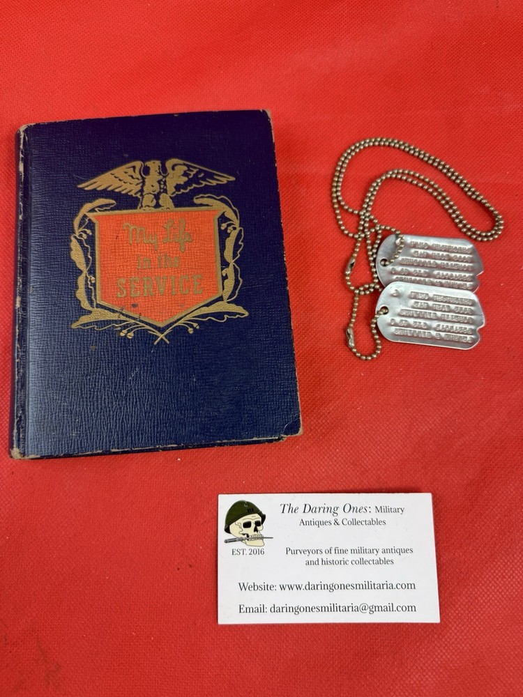 Original WW2 US Soldiers Wartime Diary & Dog Tags Named Grouping