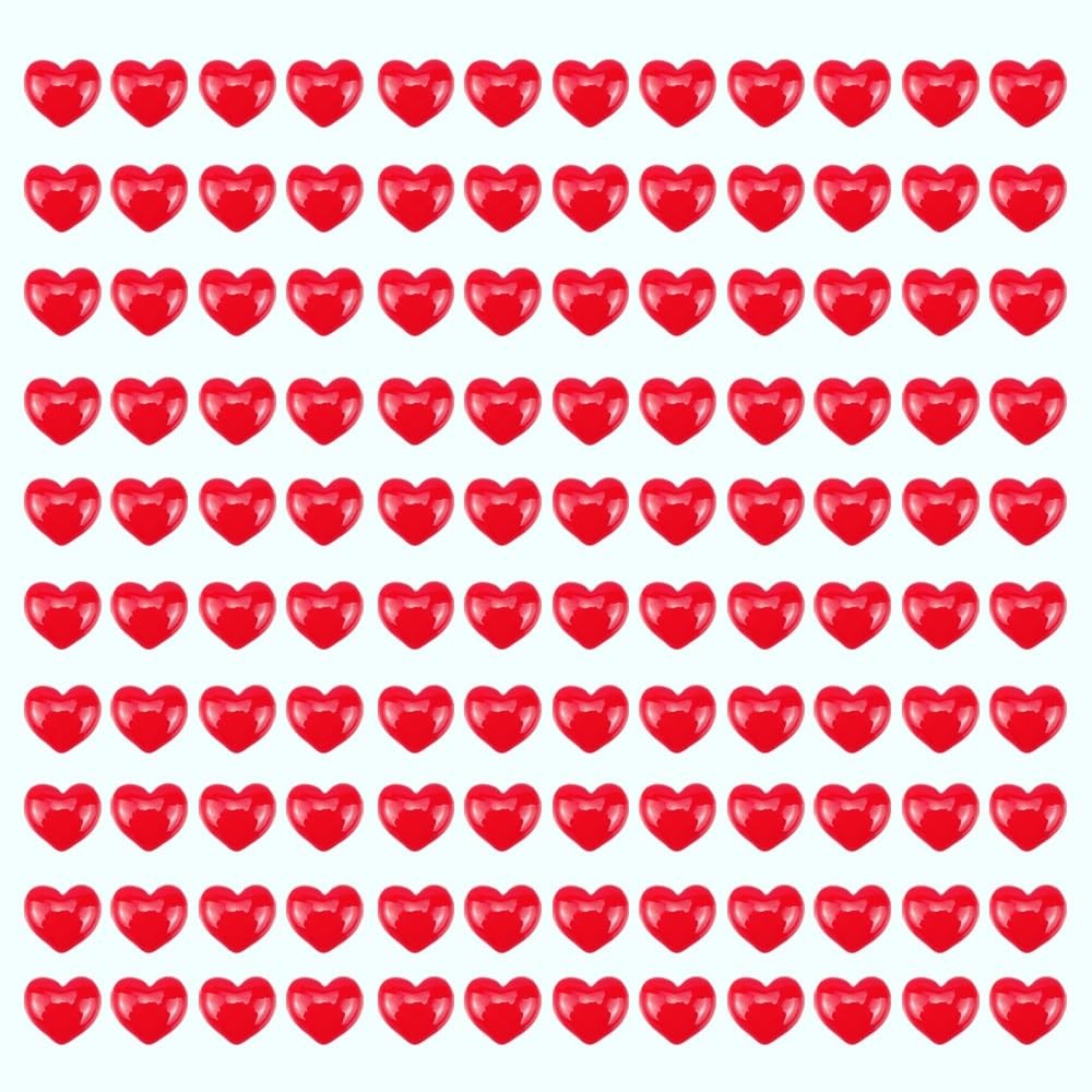 FAZHBARY 120 PCS Red Heart Resin Flatback Plastic Mini Bulk