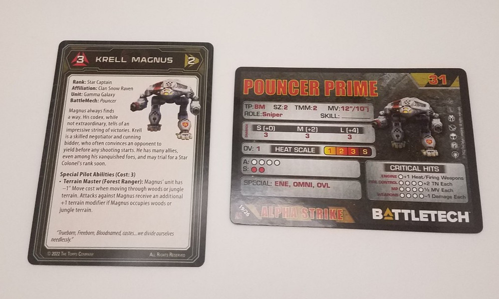 Battletech Alpha Strike - Pouncer *Mech & Cards*